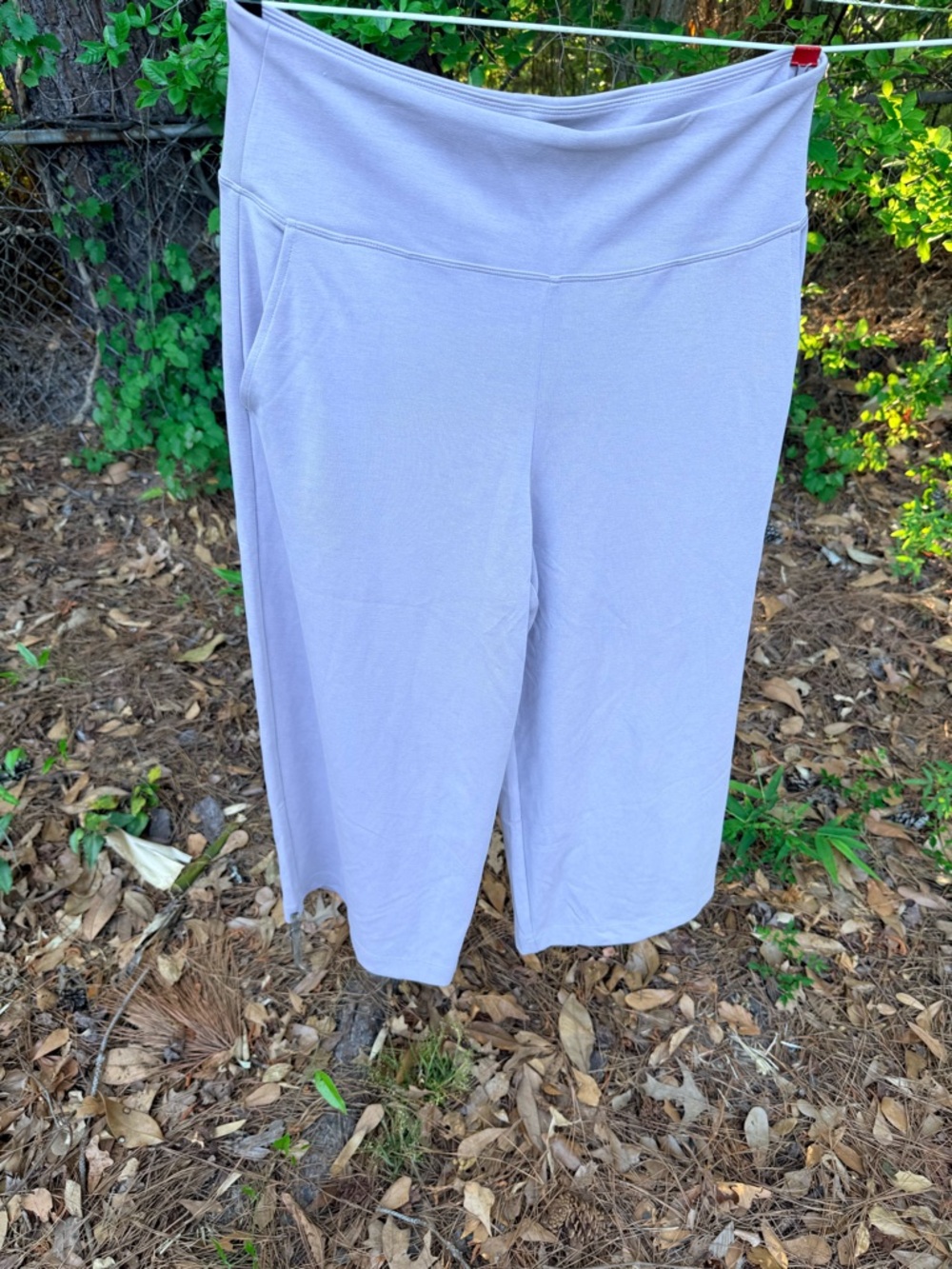 Pale Grey Wide-Leg Yoga Pants